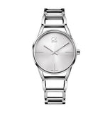 Calvin Klein Stately White Dial Silver Steel Strap Watch for Women - K3G23126