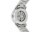 Fossil Grant Automatic Skeleton Black Dial Silver Steel Strap Watch for Men - ME3103