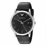 Emporio Armani Classic Quartz Black Dial Black Leather Strap Watch For Men - AR1692