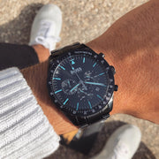 Hugo Boss Trophy Chronograph Black Dial Black Steel Strap Watch for Men - 1513675
