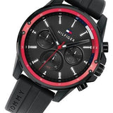 Tommy Hilfiger Mason Black Dial Black Rubber Strap Watch for Men - 1791793