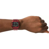 Fossil Retro Analog-Digital Black Dial Red Steel Strap Watch for Men - FS5897