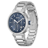 Hugo Boss One Chronograph Blue Dial Silver Steel Strap Watch For Men - 1513999