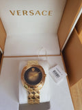 Versace Shadov Quartz Gold Dial Gold Steel Strap Watch for Women - VEBM00618