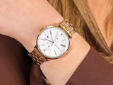 Tommy Hilfiger Jenna Quartz White Dial Rose Gold Steel Strap Watch for Women - 1782070