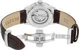 Bulova Classic Skeleton Automatic Brown Dial Brown Leather Strap Watch for Men - 96A120