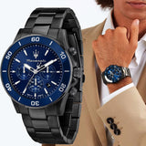 Maserati Competizione Chronograph Blue Dial Black Steel Strap Watch For Men - R8873600005