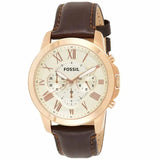 Fossil Grant Chronograph White Dial Brown Leather Strap Watch for Men - FS4991