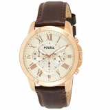 Fossil Grant Chronograph White Dial Brown Leather Strap Watch for Men