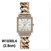 Guess Vanity Diamonds Silver Dial Gold Steel Strap Watch for Women - W1030L4