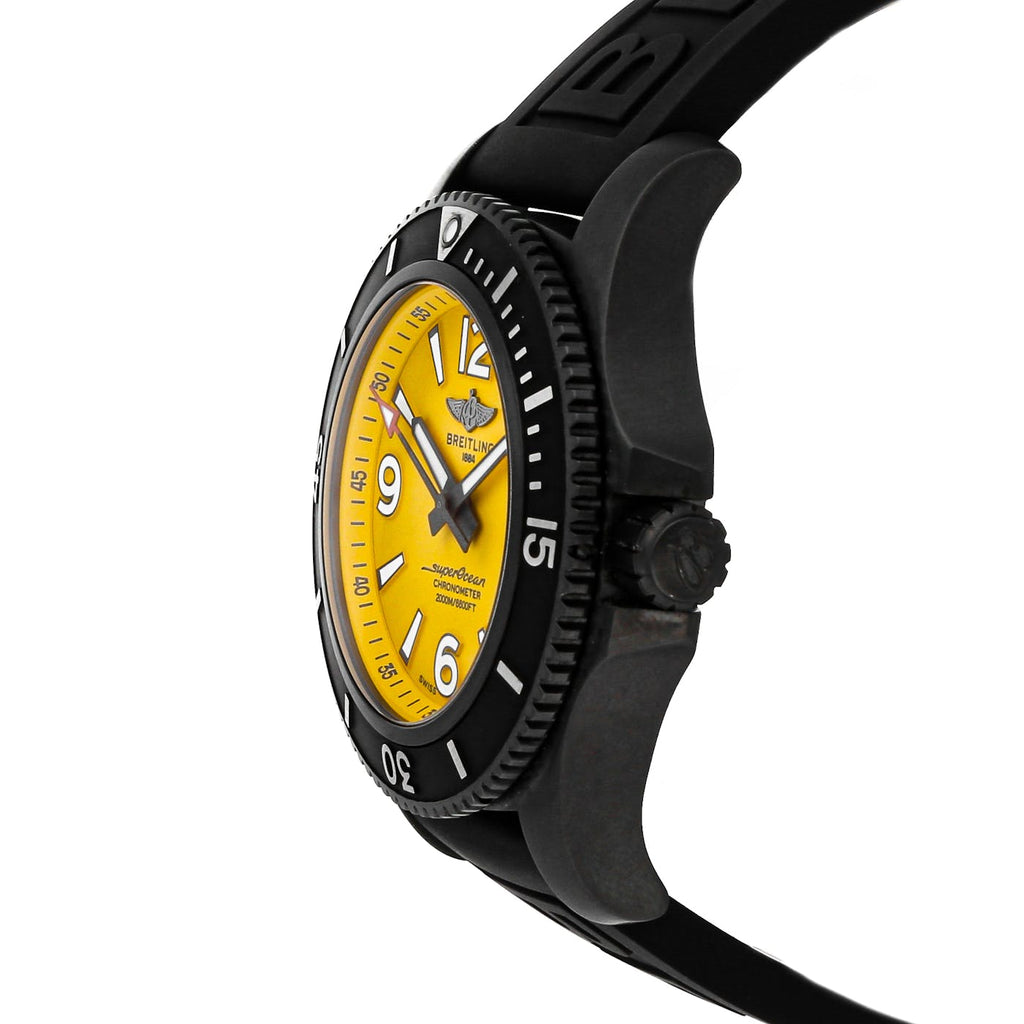 Breitling Superocean Automatic 46mm Yellow Dial Black Rubber Strap