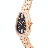 Bvlgari Serpenti Seduttori Diamonds Black Dial Rose Gold Steel Strap Watch for Women - SERPENTI103453