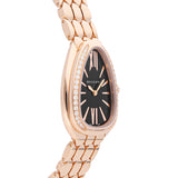 Bvlgari Serpenti Seduttori Diamonds Black Dial Rose Gold Steel Strap Watch for Women - SERPENTI103453