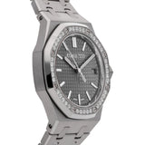 Audemars Piguet Royal Oak 50th Anniversary Diamonds Grey Dial Silver Steel Strap Watch for Men - 15551ST.ZZ.1356ST.03