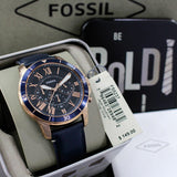 Fossil Grant Sport Chronograph Blue Dial Blue Leather Strap Watch for Men - FS5237