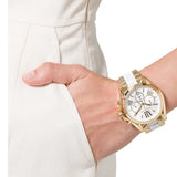 Michael Kors Bradshaw Chronograph White Dial Two Tone Steel Strap Watch For Women - MK5743