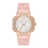 Michael Kors Sidney Multifunction White Dial Pink Silicone Strap Watch For Women - MK7222