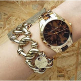 Michael Kors Slim Runway Tortoise Shell Dial Two Tone Steel Strap Watch for Women - MK4284