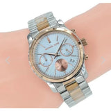 Michael Kors Runway Chronograph Blue Dial Two Tone Steel Strap Watch For Women - MK6166