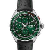 Tag Heuer Formula 1 Kaliber 16 Kronograf Otomatis Jam Tangan Tali Kulit Hitam Dial Hijau untuk Pria - CAZ2016.FC6473
