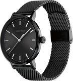 Calvin Klein Minimal Black Dial Black Mesh Bracelet Watch for Men - K3M21421