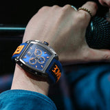 Versace Iconic Dominus Chronograph Blue Dial Blue Rubber Strap Watch For Men - VE6H00323