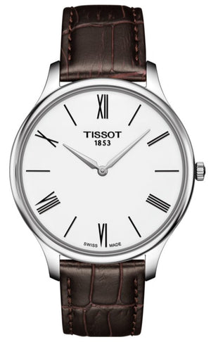 Tissot T Classic Tradition 5.5 Quartz White Dial Brown Leather Strap Watch For Men - T063.409.16.018.00