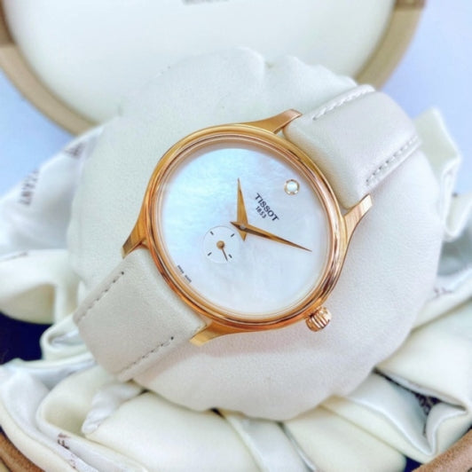 Tissot T Lady Bella Ora Mother of Pearl Dial Cream Leather Strap