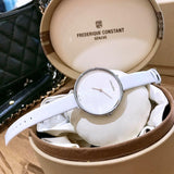 Calvin Klein Rise White Grey Dial White Leather Strap Watch for Women - K7A231L6