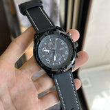 Fossil Bronson Chronograph Black Dial Black Leather Strap Watch for Men - FS5874