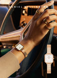 Daniel Wellington Quadro Studio White Dial Gold Stainless Steel Watch For Women - DW00100517