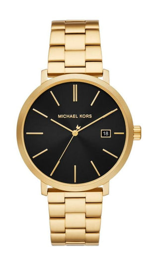 Michael Kors Blake Quartz Black Dial Gold Steel Strap Watch for Men - MK9136