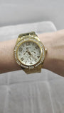 Guess Luna Diamonds White Dial Gold Steel Strap Watch for Women - W0729L2