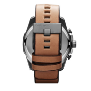 Diesel Mr. Daddy 2.0 Chronograph Silver Dial Brown Leather Strap Watch For Men - DZ7394