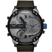 Diesel Mr Daddy 2.0 Chronograph Grey Dial Black Nylon Strap Watch For Men - DZ7420