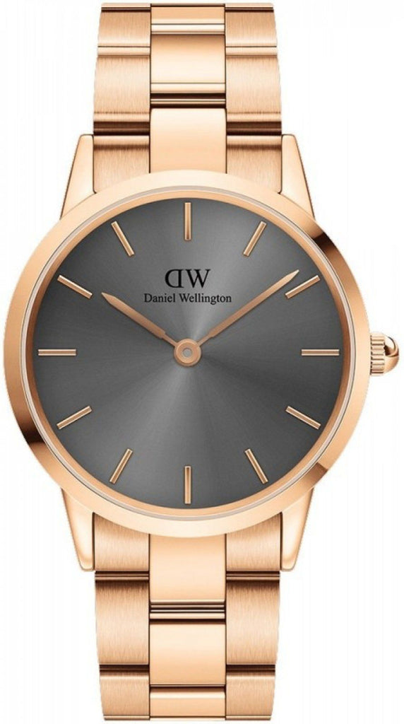 Daniel Wellington Iconic Link Grey Dial Gold Steel Strap Watch For