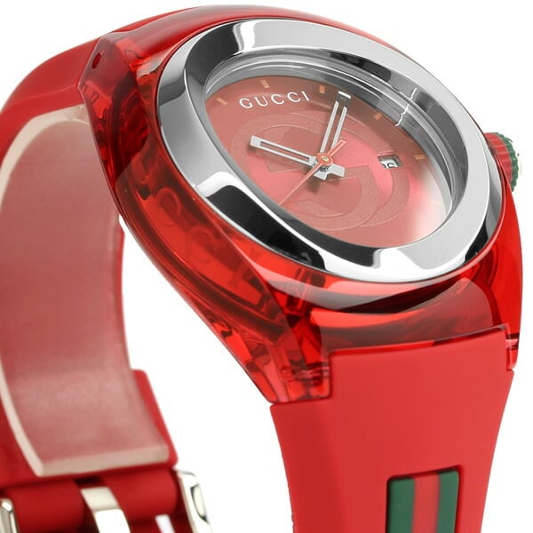 Gucci Sync XXL Quartz Red Dial Red Rubber Strap Unisex Watch - YA13710