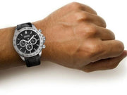 Hugo Boss Ikon Chronograph Black Dial Black Leather Strap Watch for Men - 1513178