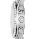 Michael Kors Lexington Chronograph White Dial Silver Steel Strap Watch For Women - MK7243