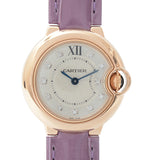 Cartier Ballon Bleu Diamonds White Dial Pink Leather Strap Watch for Women - WE902050