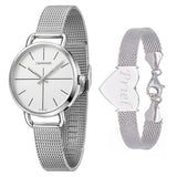 Calvin Klein Even White Dial Silver Mesh Bracelet Watch for Women - K7B23126