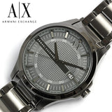 Armani Exchange Hampton Chronograph Grey Dial Grey Steel Strap Watch For Men - AX2135