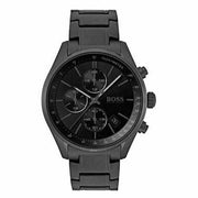 Hugo Boss Grand Prix Chronograph Black Dial Black Steel Strap Watch for Men - 1513676