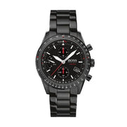 Hugo Boss Aero Chronograph Black Dial Black Steel Strap Watch for Men - 1513771