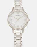 Emporio Armani Cleo Crystals Mother Of Pearl Dial Silver Steel Strap Watch For Women - AR11484