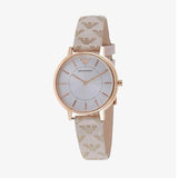 Emporio Armani Classic White Dial Beige Leather Strap Watch For Women - AR11008
