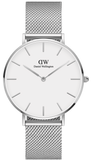 Daniel Wellington Petite Sterling Quartz White Dial Silver Mesh Bracelet Watch For Men - DW00100306