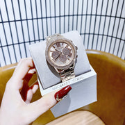 Michael Kors Bryn Chronograph Rose Gold Dial Rose Gold Steel Strap Watch For Women - MK7200