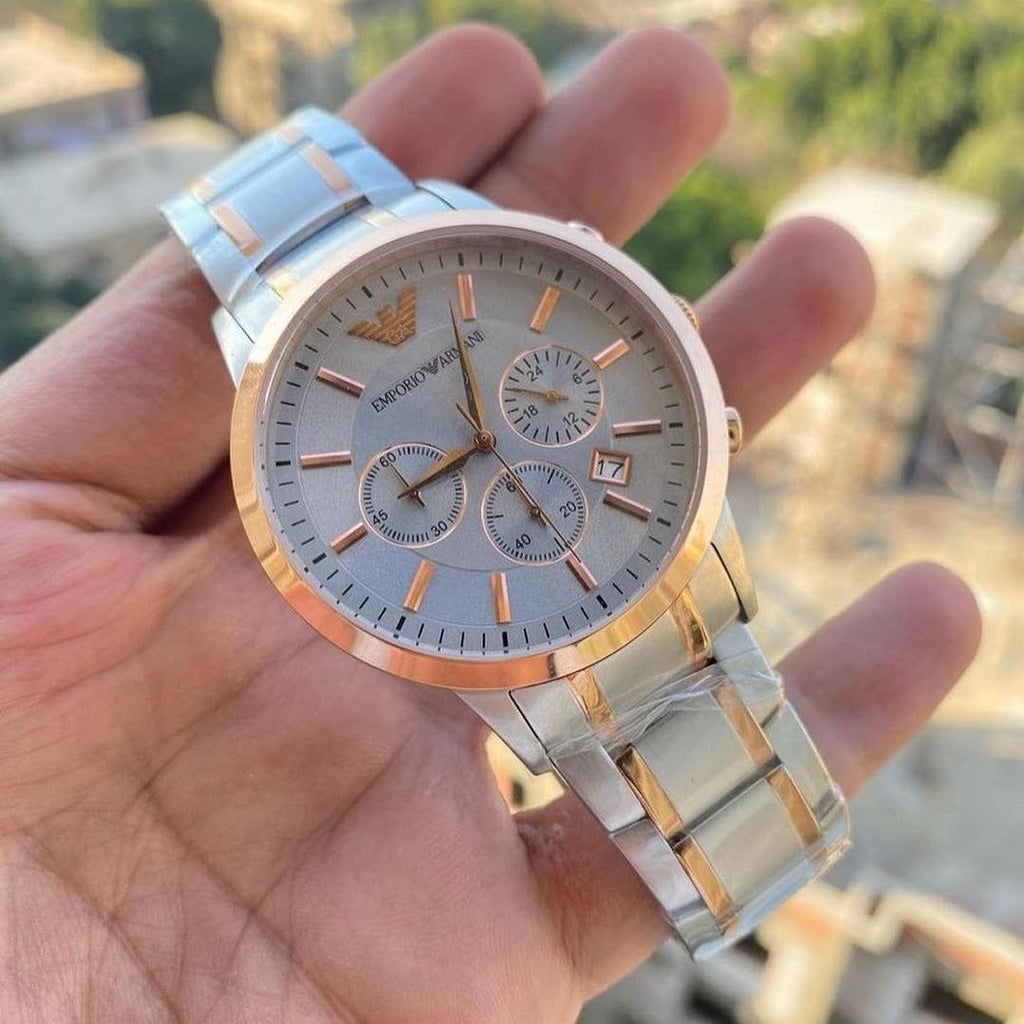 Damenuhr Uhr Silber Lederarmband Silber Armanie Uhren Damen