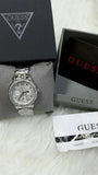 Guess Enchanting Diamonds Silver Dial Silver Steel Strap Watch for Women - W0305L1